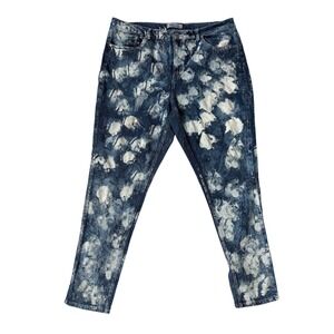 Luxury Blues Paint Splatter Tie Dye Acid Wash Straight Jeans‎ Statement Denim 20